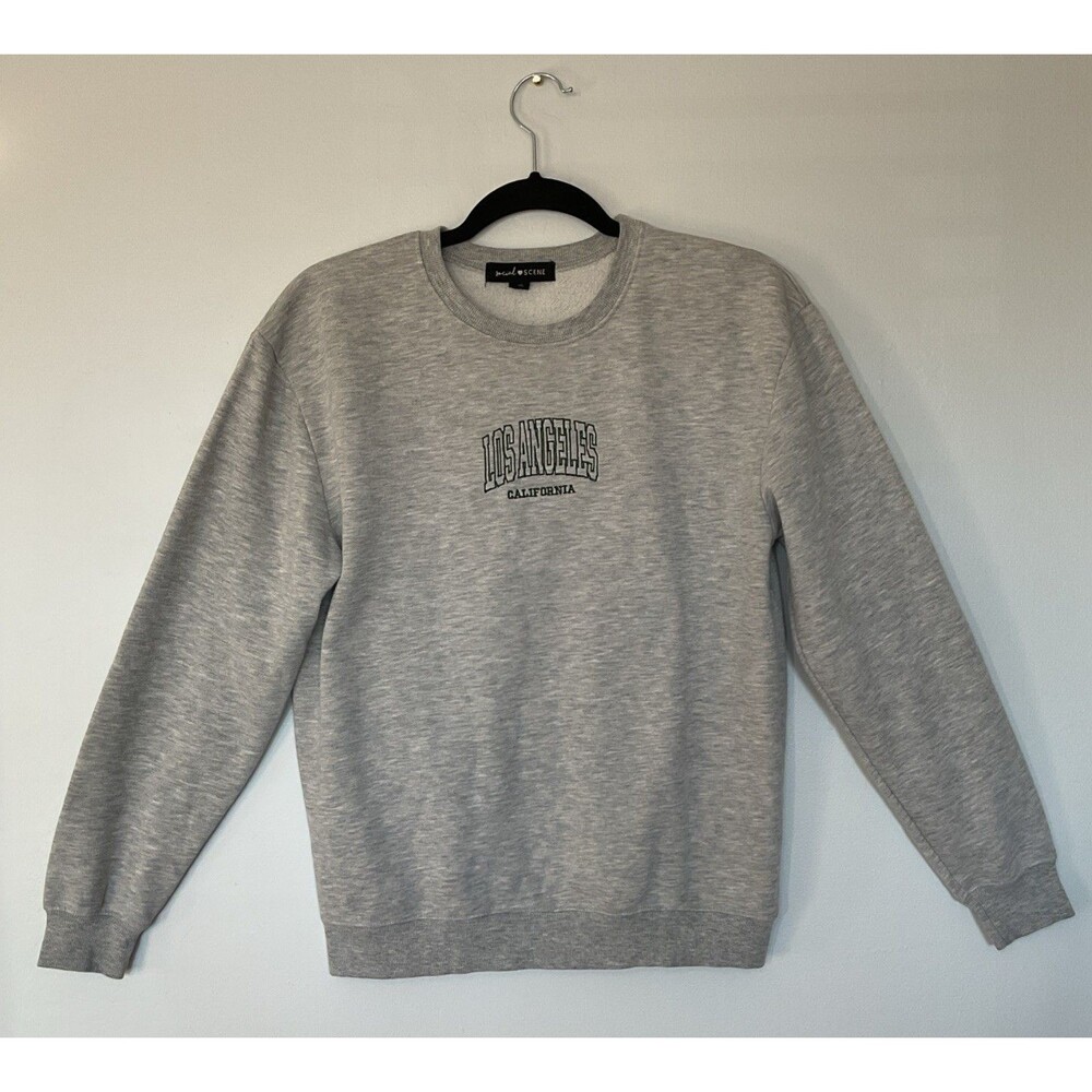 Social Scene Women Silver Sweatshirt Los Angeles Size XS